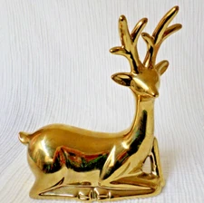  Creative Gold Metallic Deer Figurine Holiday or Year Around Sculpture Artwork 