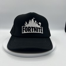 Kids Black Fortnite Trucker Hat. Mesh  Adjustable Youth Cap with Large Logo