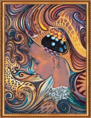 Bead embroidery kit Daughter of Afric needlework kit Art canvas beadwork pattern
