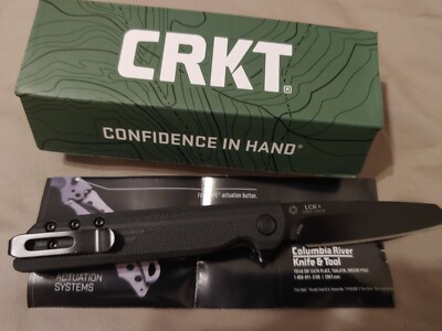 CRKT 3802K LCK + ASSISTED FLIPPER KNIFE TANTO BLACKOUT GRN HANDLE 3.24''