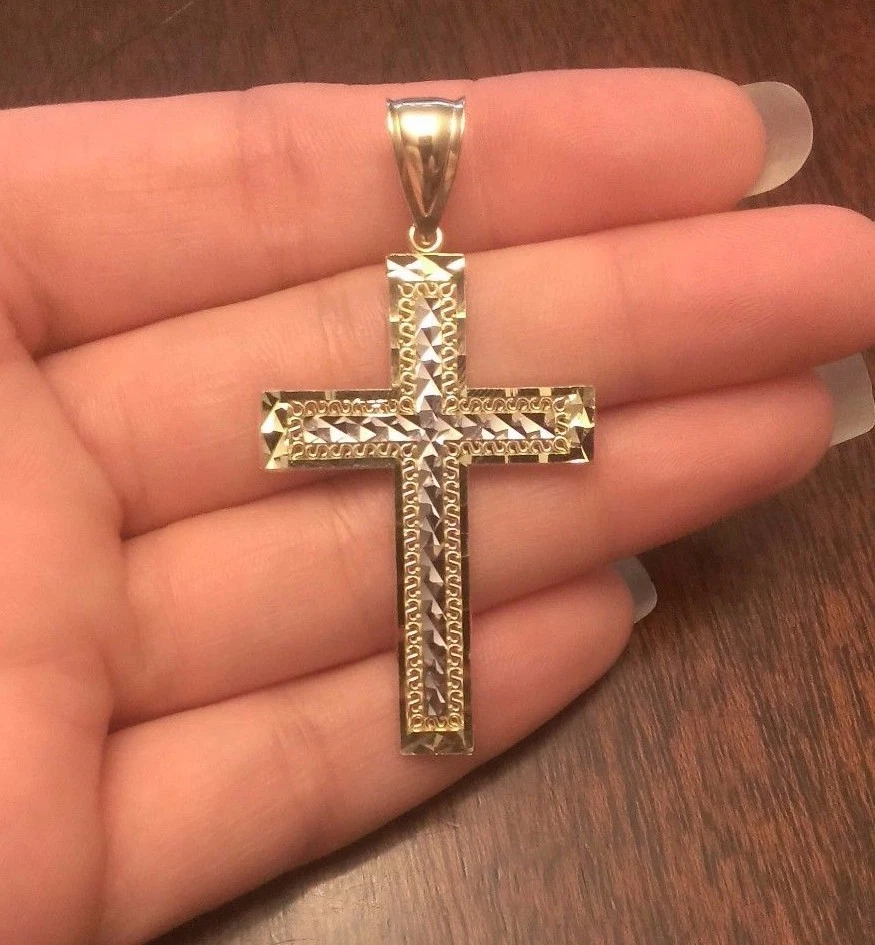 Small Womens Diamond Cross Pendant 14K Yellow Gold 406958