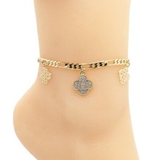 Clover Charm Anklet bracelet 18k gold Filled 10 inches