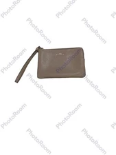 Preowned Coach Taupe Leather Wristlet Wallet P3