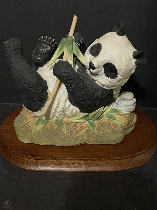PANDA BY ANDREA 5932 FIGURINE With Wood Base