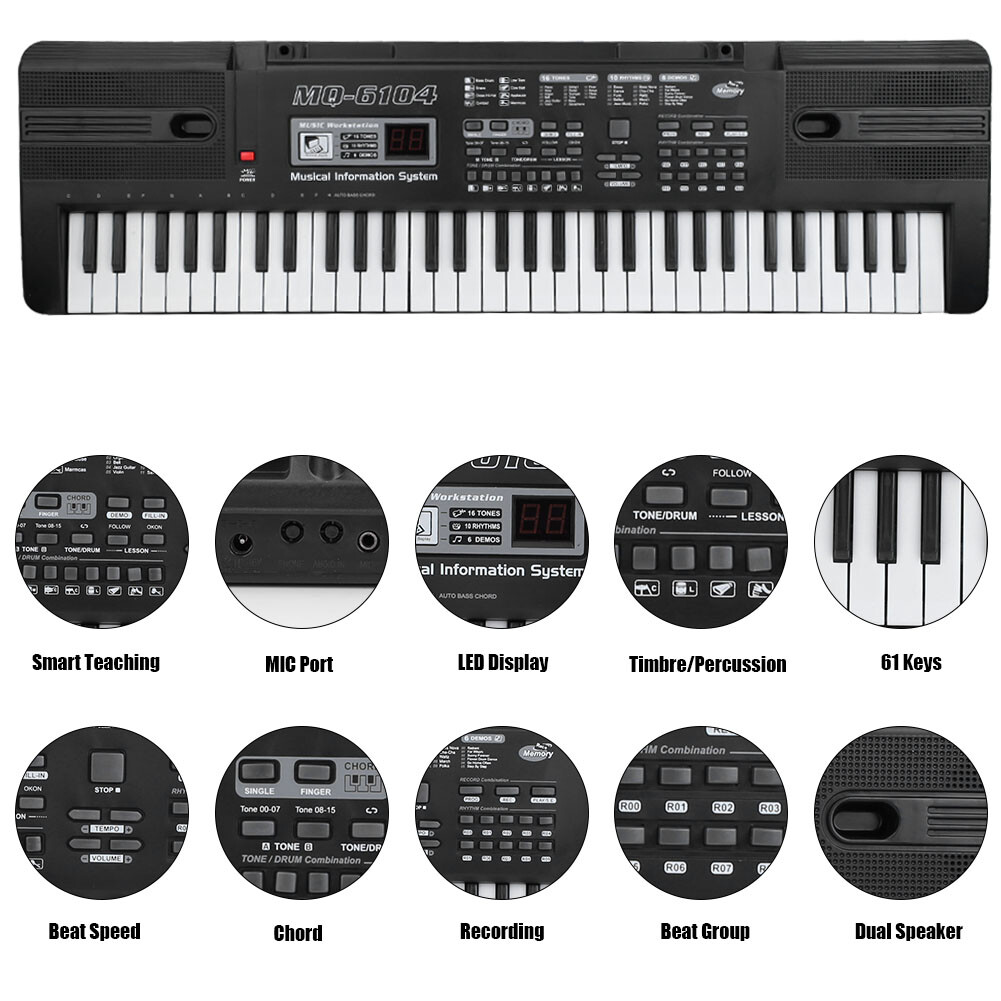 61 Keys Digital Piano Keyboard Electronic Electric Keyboards Black eBay