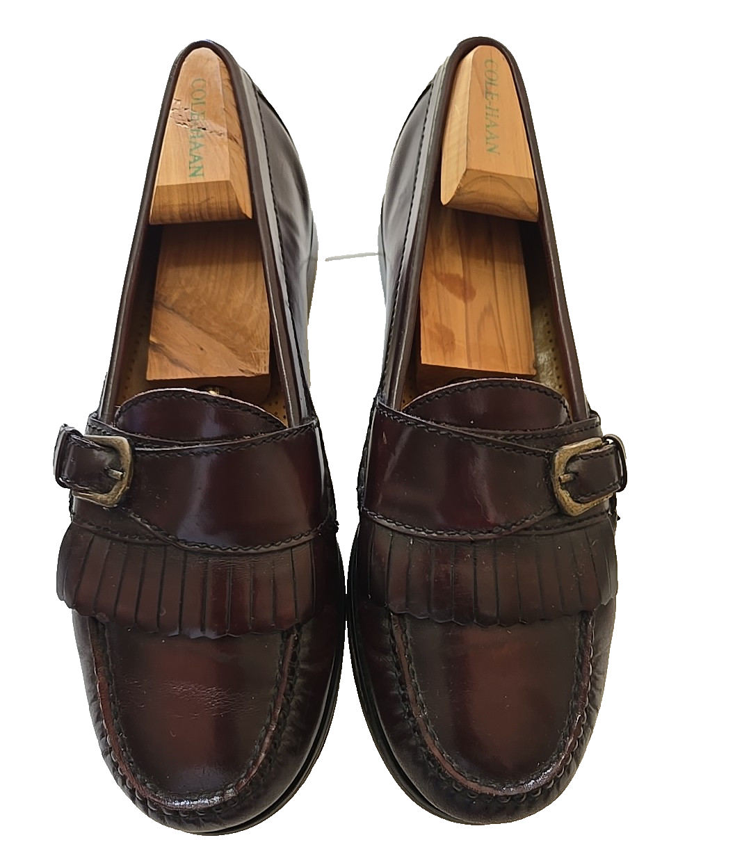 Vintage Cole Haan 8.5 Monk Strap Loafers Burgundy Leather Kiltie Dress  Shoes