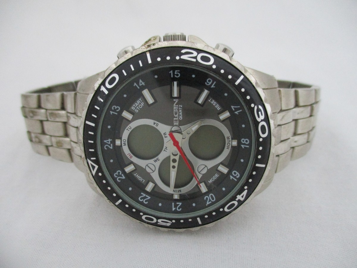 Elgin Men's Silver Toned Link Band Analog Watch | eBay