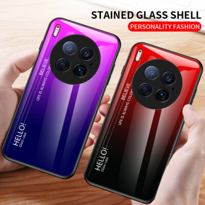 For Tecno Camon 40 Premier 5G, Gradient Back Glass Shell Soft Bumper Case Cover