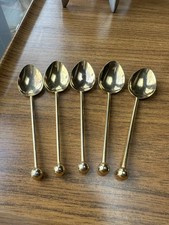Set Of 5 Italy Gold Espresso Spoons