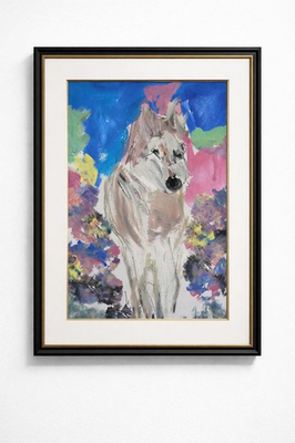 #ad Colorful Neo Expressionist Original Wall Art Wolf #2 Painting Basil Arts $150.00