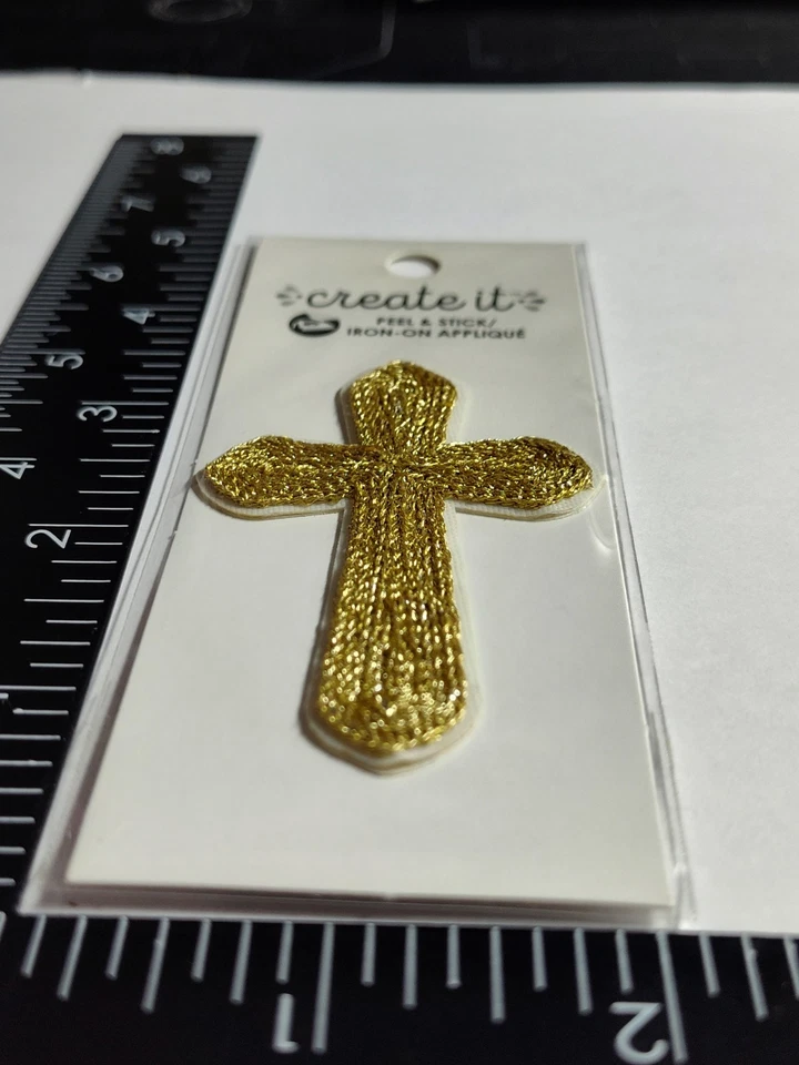 Gold Cross Letters Hearts Alien Patch Iron On Sew On High Quality Patch - Image 4 of 4