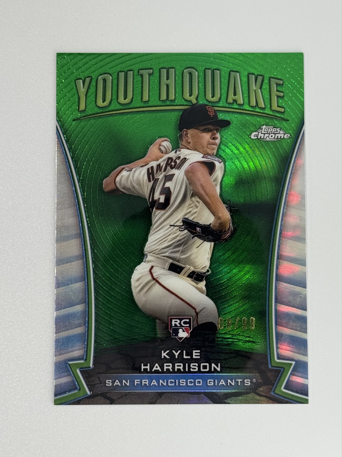 2024 Topps Chrome - Youthquake Kyle Harrison Green Refractor /99 (RC)