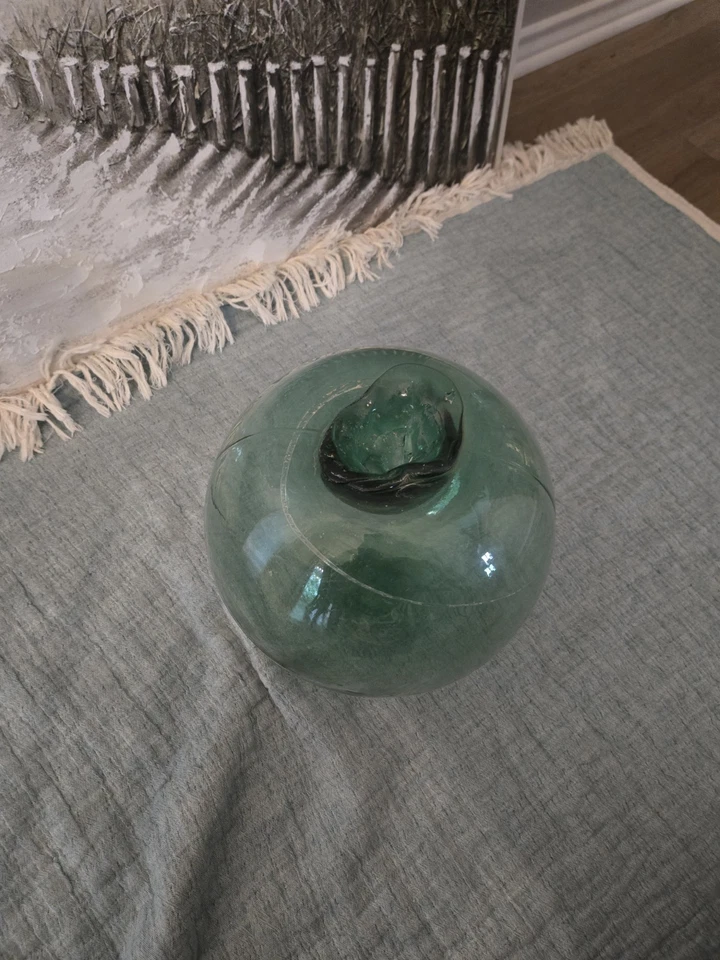 Antique Glass Fishing Float Buoy- Japanese  12" tall & 91cm/36in circumference. - Image 2 of 4