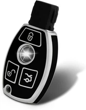 Silver Pattern Premium Soft TPU Key Fob Cover Case 3 Buttons, Silver-Black 