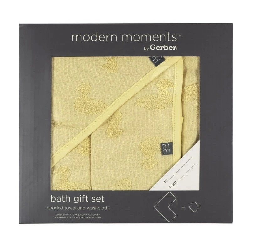 Modern MomentsBy Gerber Hooded Towel Washcloth Gift Set Absorbent Bath New