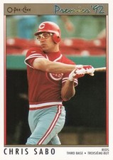 Chris Sabo 1992 O-Pee-Chee Premier 23 Cincinnati Reds Baseball Card