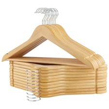 Wooden Hangers 20 Pack with Smooth Finish, Notches Swivel Hook for Clothes