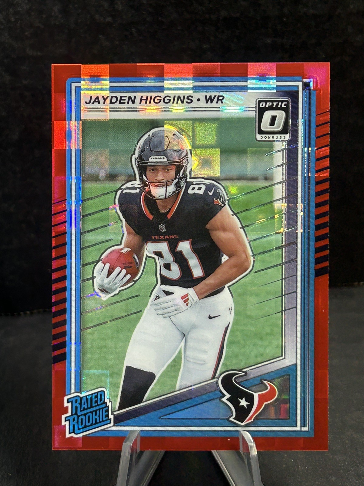 2025 Panini Donruss - Rated Rookie Jayden Higgins #334 Optic Preview Red Pandora