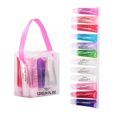 Glitter Lip Gloss Set, 12 Assorted Flavors, Carrying Case, Kids and Teens