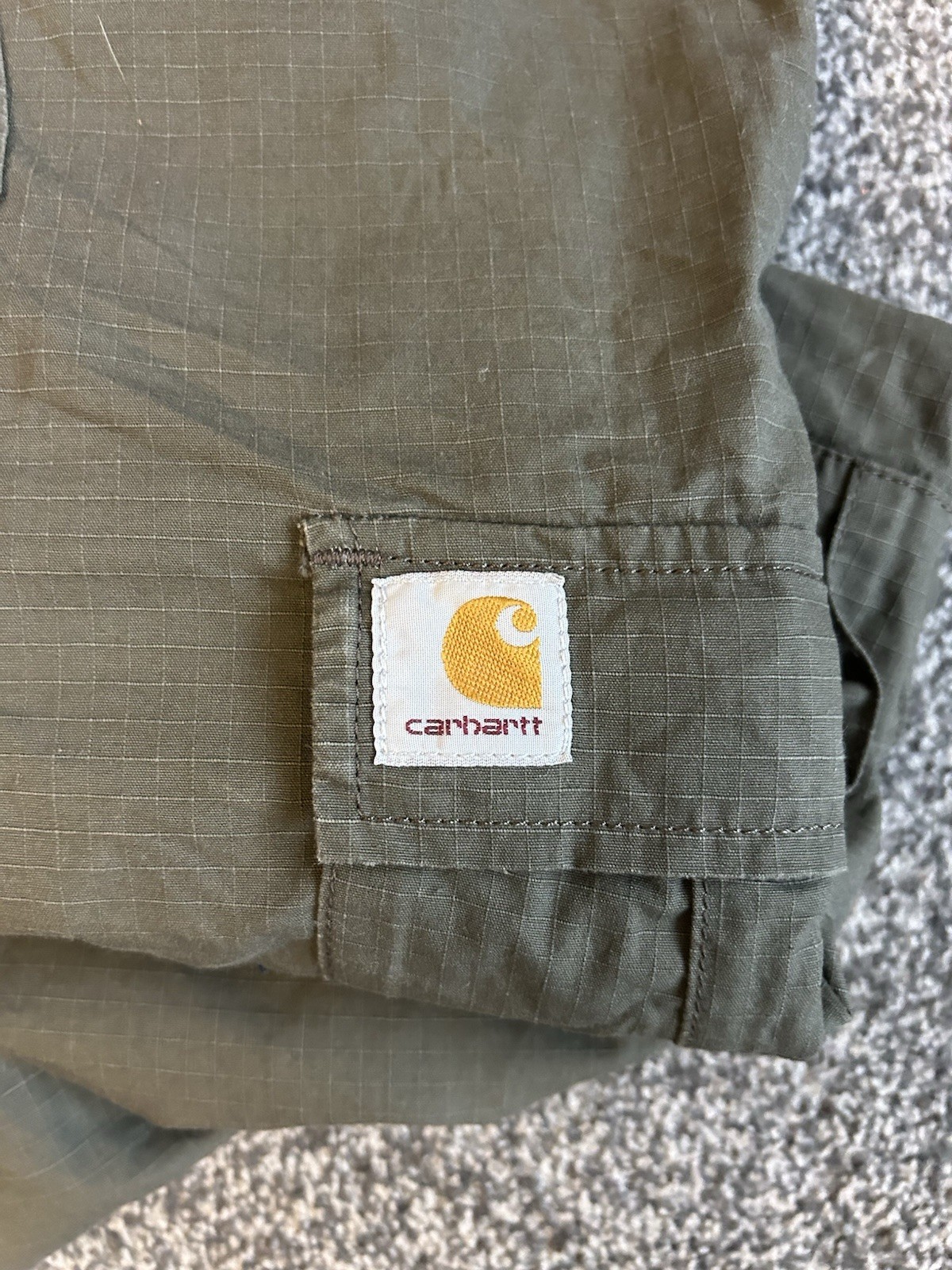 Mens Carhartt Khaki Green Aviation Pant Cargo Trousers 28x32 Ripstop thumbnail 2