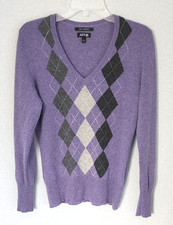 Apt. 9 Argyle 100 Cashmere Sweater Womens Large Acadamia Preppy Y2K Retro