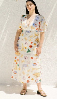 NWT Lisa Says Gah Grace Food Print Midi Dress Buon Appetito Pasta Italy Size 2XL