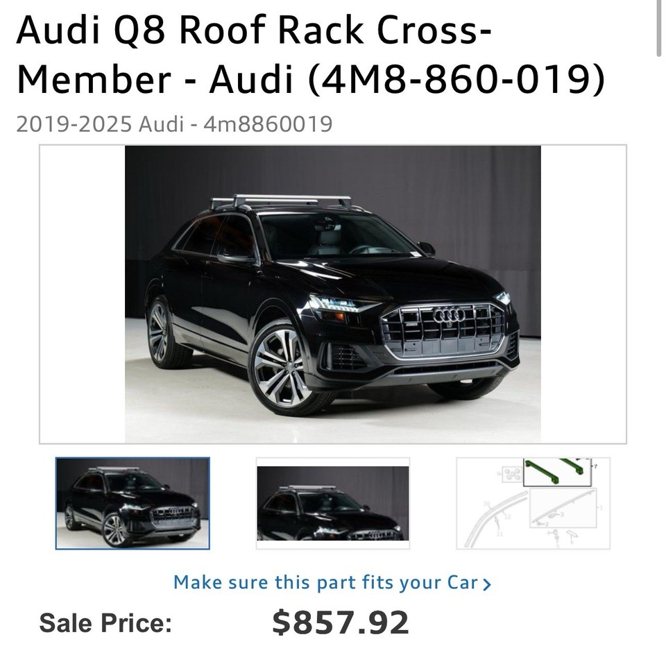 AUDI Q8 SQ8 RSQ8 OEM Factory Genuine Original Roof Rack Cross Member ...