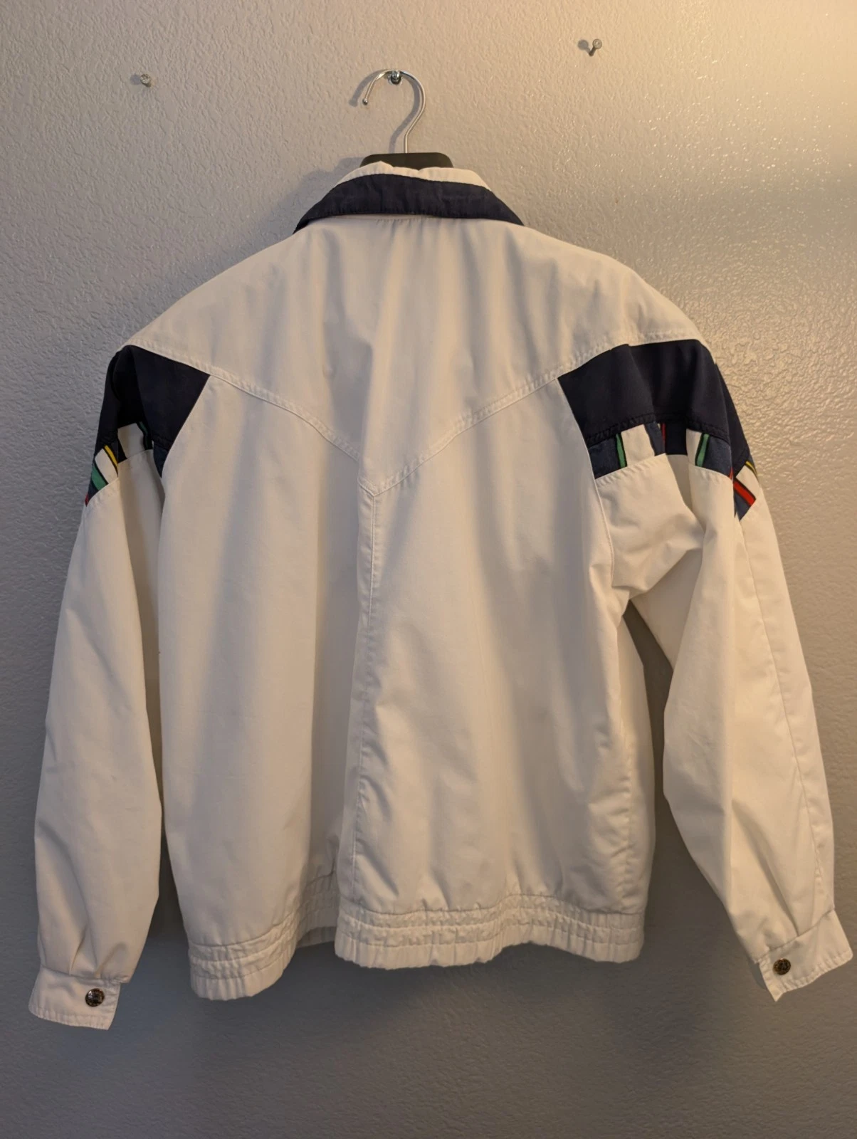 Vintage Current Seen Windbreaker Jacket M White Navy Colorblock 80s 90s Retro image 6
