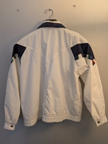 Vintage Current Seen Windbreaker Jacket M White Navy Colorblock 80s 90s Retro image 6