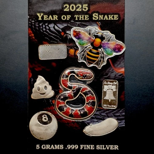 7 Piece Mixed Lot • 5 & 1 Gram .999 Silver Colorized Fractional Bullion Art Bars