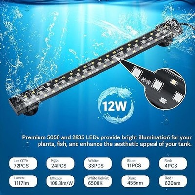hygger Aquarium Light Lighting 30 36 48 55'' Aqua Fish Tank Full Spectrum Lamp