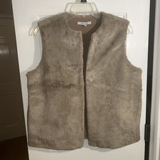 Naked Zebra Vest S/M Khaki Lined Preppy Edgy Fairy Up Town Super Soft Faux Fur
