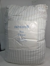 Nestwell Pin Stripe Cotton Linen 3-Piece Full/Queen Comforter Set -White/Black