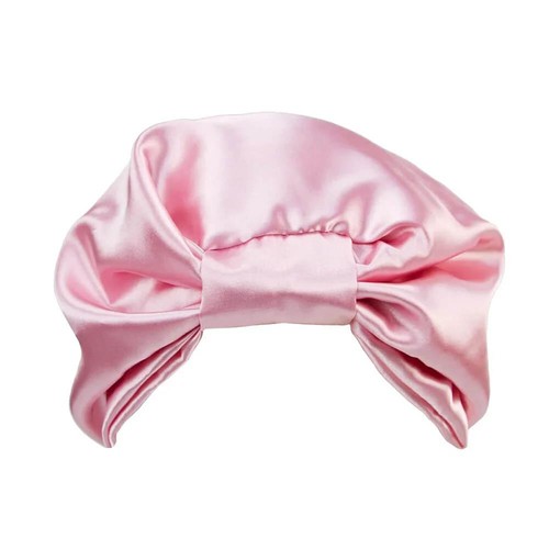 Gorra de dormir satinada gorro rosa vintage compañía de cosméticos anti frizz cabello rizado - Imagen 2 de 3