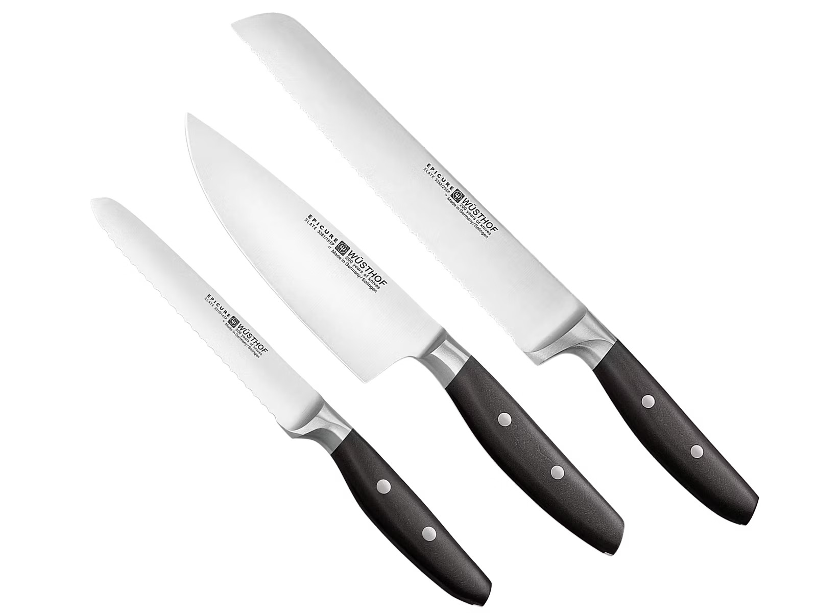 Wüsthof Epicure Slate Messer-Set 3-teilig Kochmesser Tomatenmesser Brotmesser DE