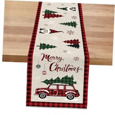 Christmas Buffalo Table Runner 13x90 Inch Xmas Tree 13"W x 90"L Plaid Truck