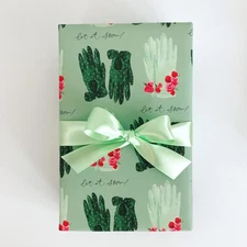 Green and Sage Holiday Gloves Wrapping Paper, Classic Christmas Gift Wrap