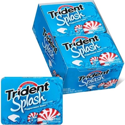 10 Packs TRIDENT SPLASH PEPPERMINT SWIRL Sugar Free Gum Sealed Box - READ