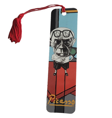 Vintage Pablo Picasso bookmark Steven Cragg Caricature tassel 80s 90s, KBO-12866