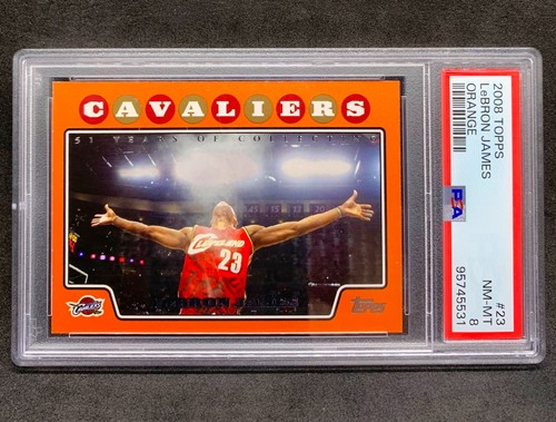 2008-09 Topps LEBRON JAMES Chalk Toss Orange Border SP /1199 #23 NM Mint PSA 8