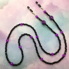 Halloween Skull Eyeglasses Chain Purple Black Glasses Necklace Sunglass Holder