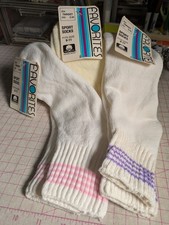 Vtg 80s 3 Target Sport Socks Favorites Sz 9-11 White Pink Purple Stripes