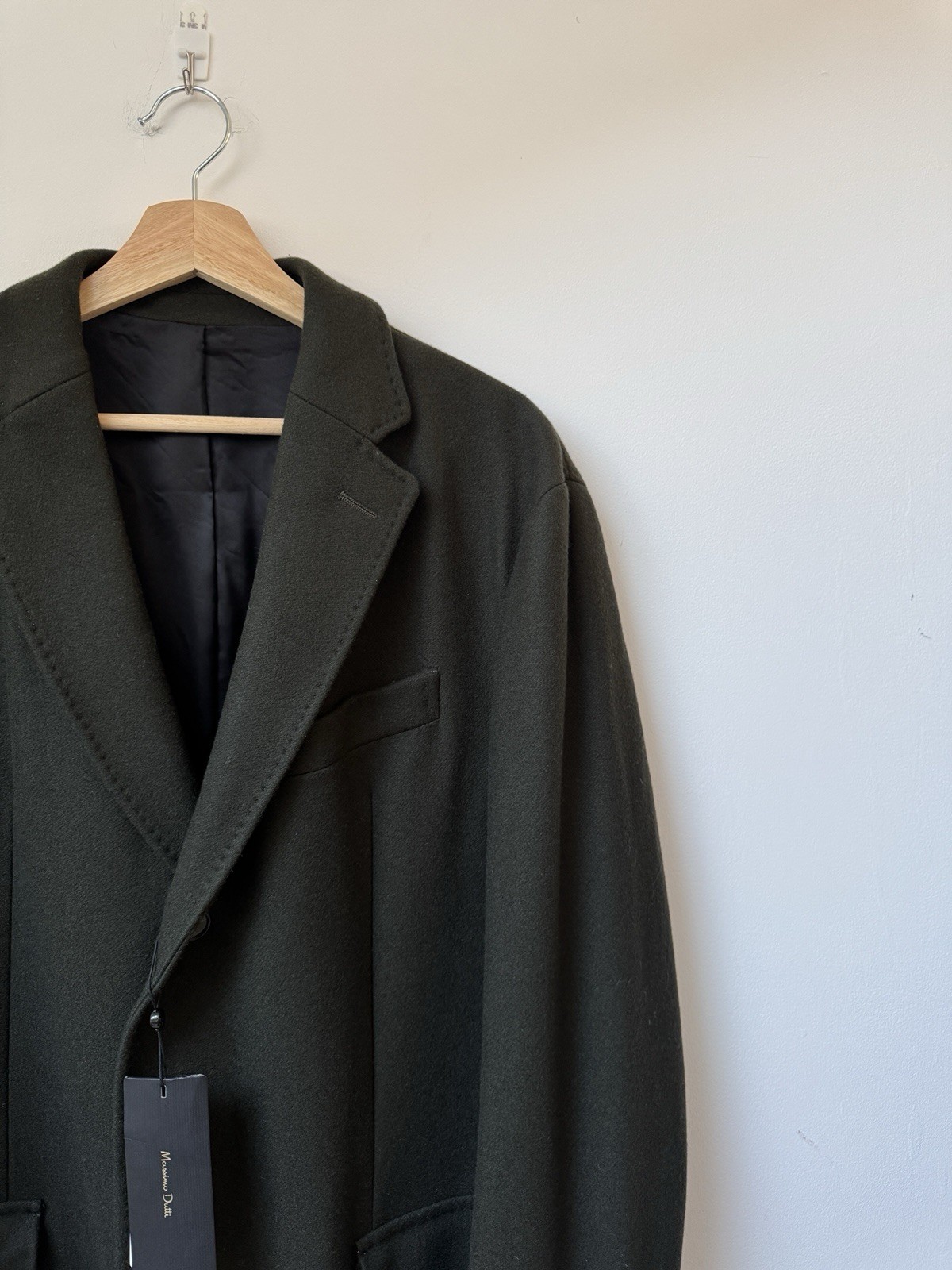 Massimo Dutti Men’s Khaki Green Wool Coat EU52 UK42 L/XL Brand NEW designer image 2