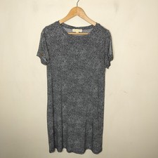 Michael Kors Stretch Dress Medium Womens Cold Shoulder Short Sleeve Geometric