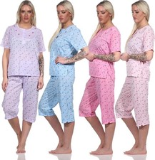 Damen Capri Pyjama mit kurzen Ärmeln; Gr. M ...