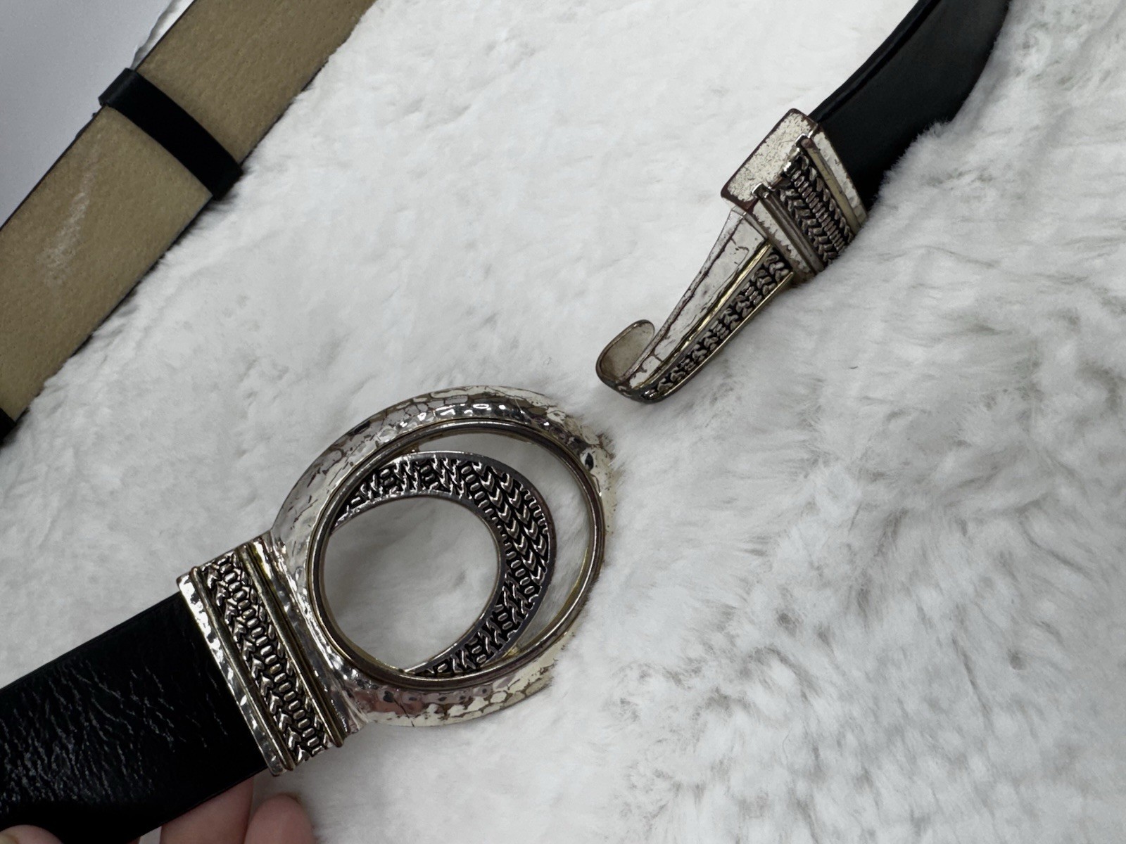 Chico’s Black Leather Adjustable Interlock Buckle… - image 3