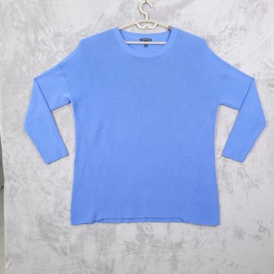 Eileen Fisher Tunic Sweater Blue Sz M Organic Cotton Silk Blend Dolman Sleeves