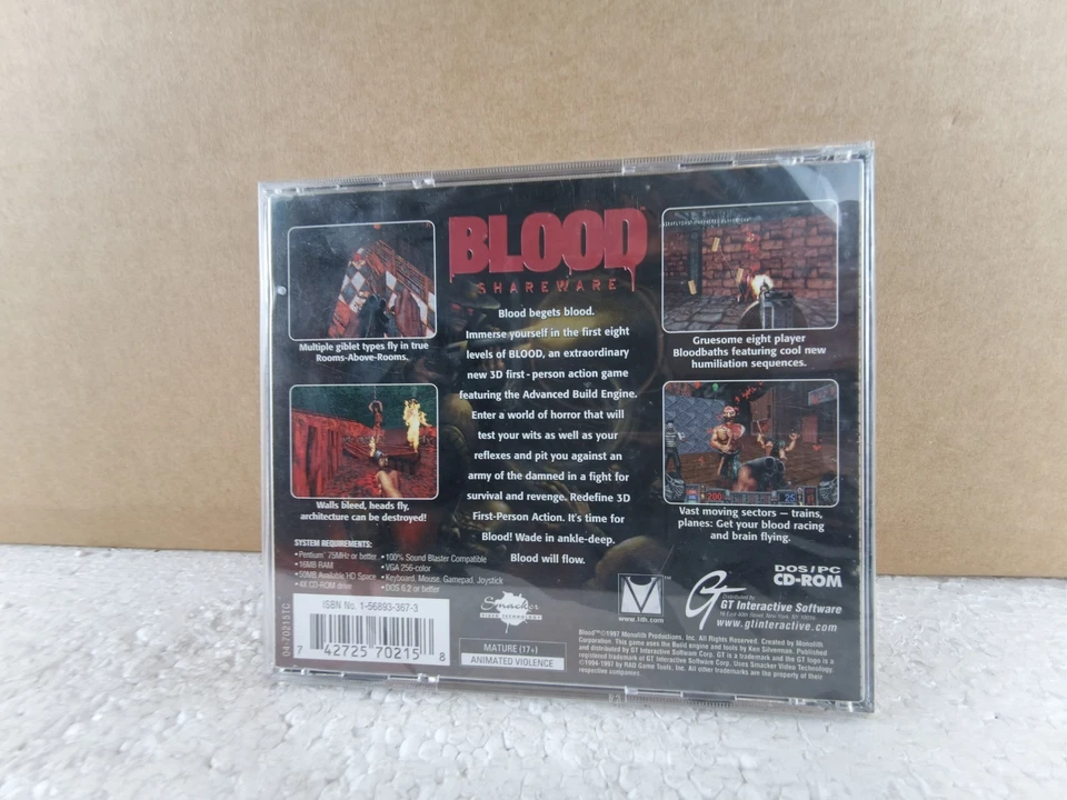 Blood Shareware Spill Some DOS/PC CD-ROM GT Interactive Sealed MINT! RARE 1997 - Image 2 of 4