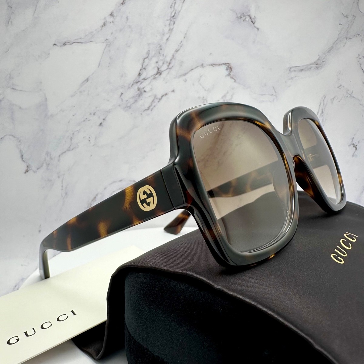 New GUCCI Sunglasses Brown GG1337S 003 Tortoise 54mm Square  display picture 2
