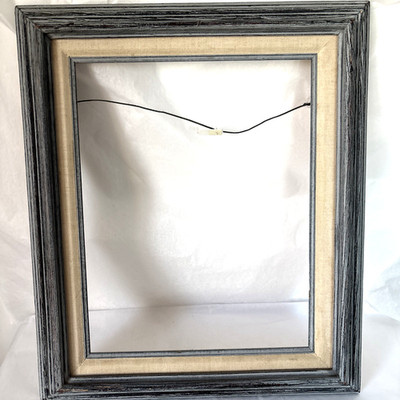 Vintage fits 1`1'' x 14'' Wood Picture Photo Frame Linen Border Blue Paint Wash